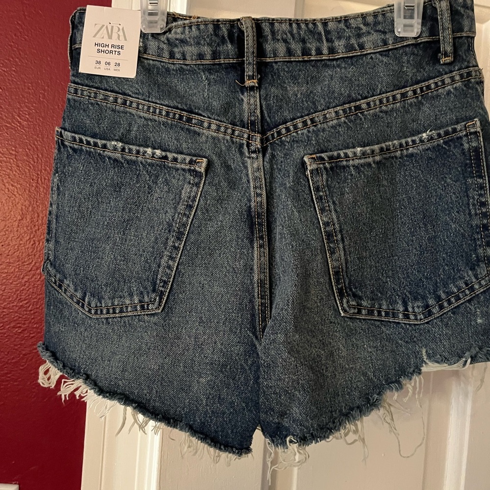 Zara Blue High Waist Denim Shorts